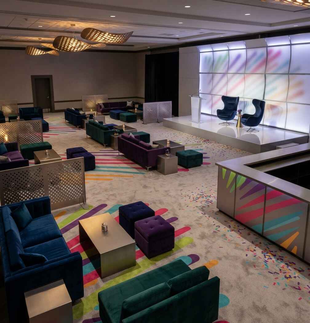 White premium lounge furniture set arranged for a VIP seating area