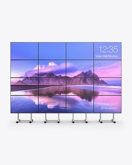 Square LED pillar digital signage display in a shopping mall