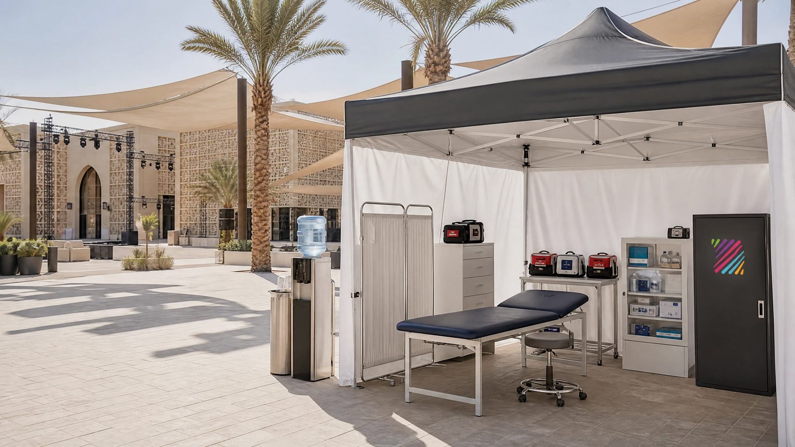 Melodies on-site medical and safety setup