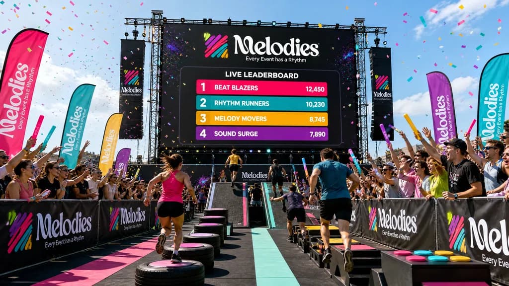 Melodies gamified obstacle course with live leaderboard